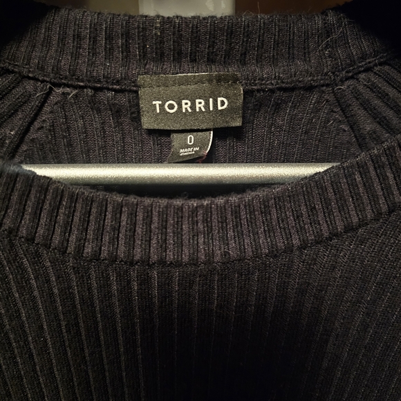 Torrid Plus Size Ribbed Knit Plaid Detail Sweater - Picture 4 of 4